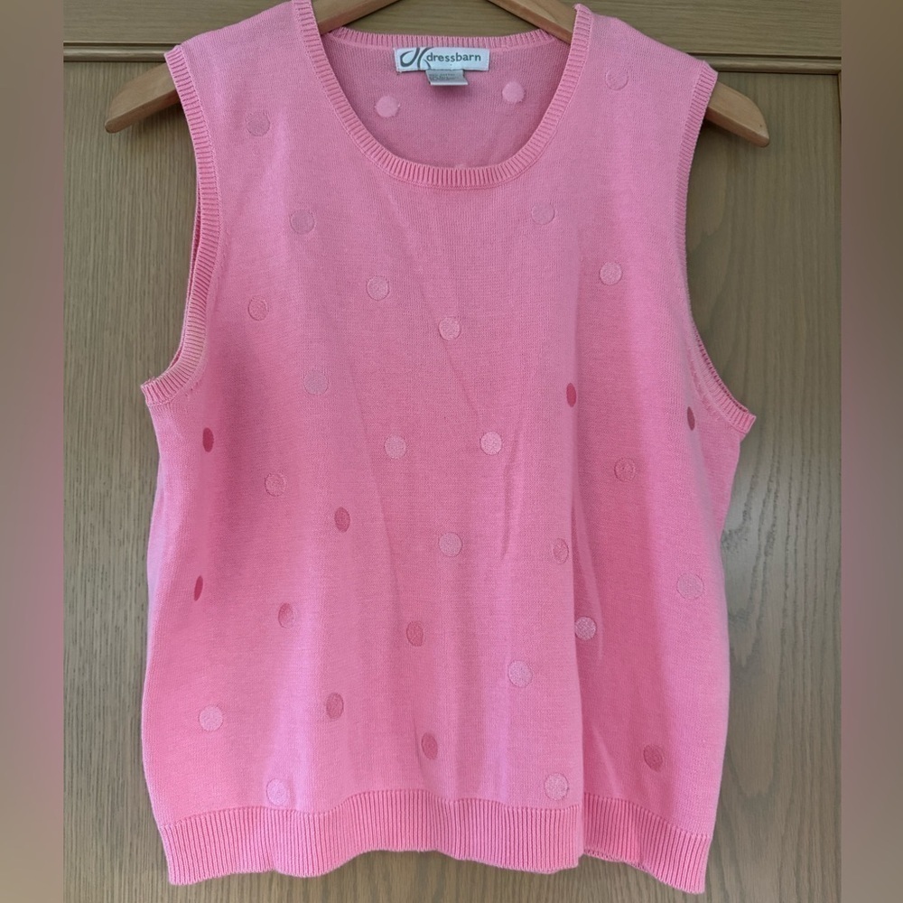 Dressbarn 1990's Sleeveless Sweater Tank Polka Dot / retro / Large